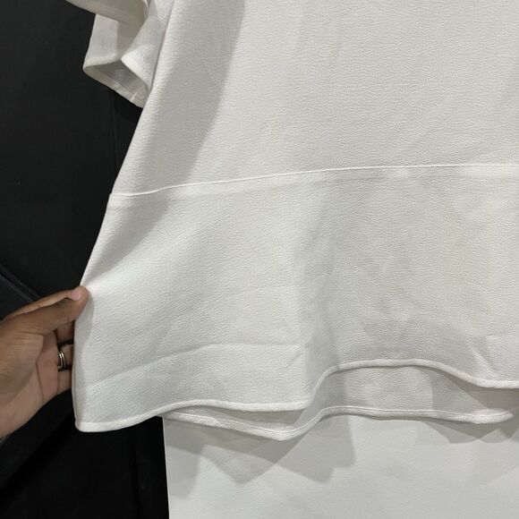 Madewell White Flare Hem Blouse Flowy Top Size Large - Picture 3 of 5